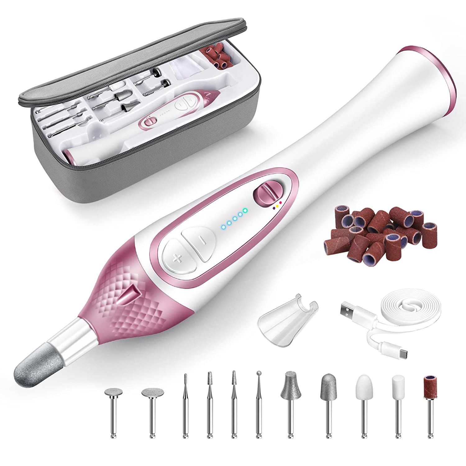 230816072137165_1 ISTON 36-Piece Professional Manicure & Pedicure Kit, Cordless Nail Drill Machine, 20000RPM,11Pcs Bits, 4 Speed, Electric Nail File Set, Nails Care Kits, Manicure Pedicure Tools, Storage Case - Image 1